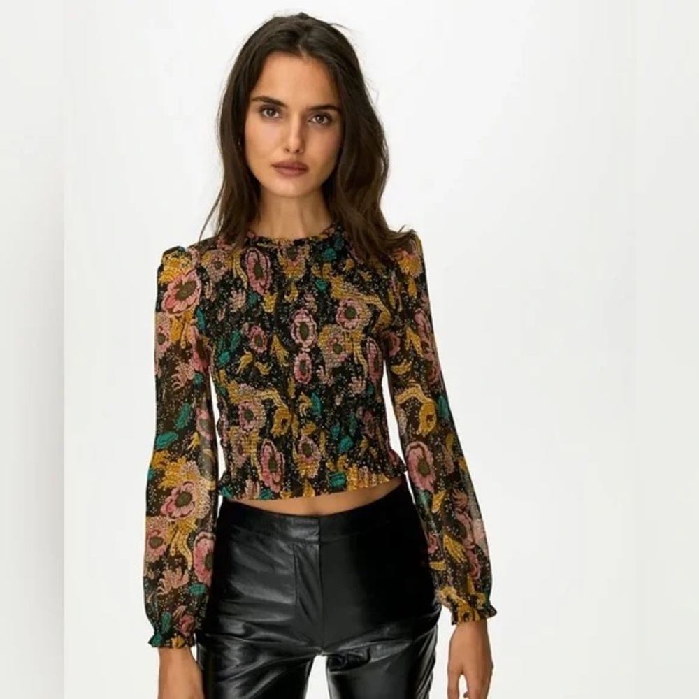 Wilfred Brown and Orange Crop Blouse Fitted Style